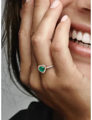 Anello rosé Cuore in rilievo Verde mis.54 Donna Pandora 188421C03-54 Pandora