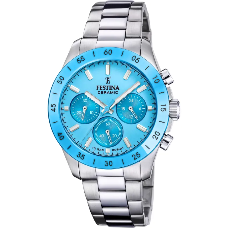 Orologio Cronografo Ceramica Turchese Uomo Festina Ceramic Orologio Cronografo Ceramica Turchese Uomo Festina Ceramic