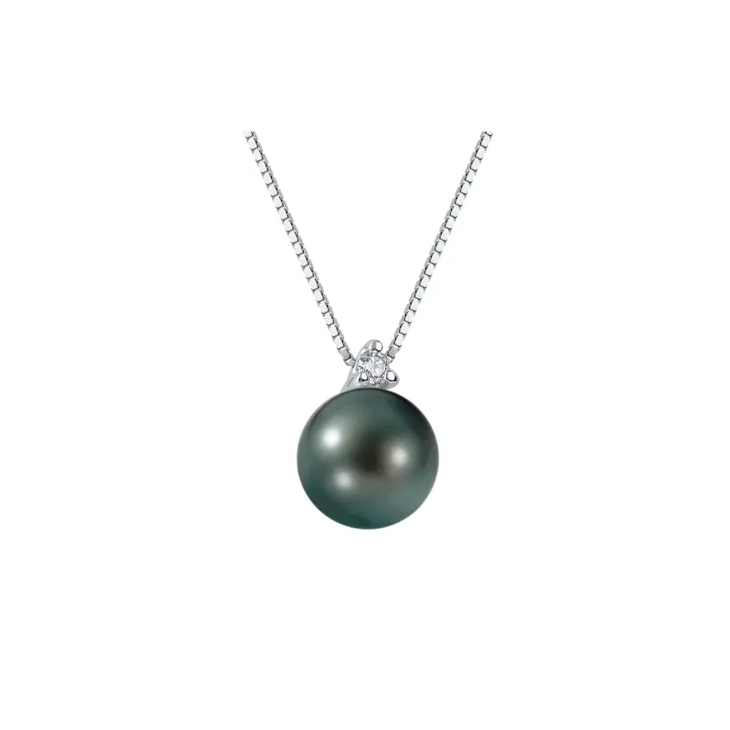 Collana oro bianco Perla nera e Diamante Donna Demetra Collana oro bianco Perla nera e Diamante Donna Demetra