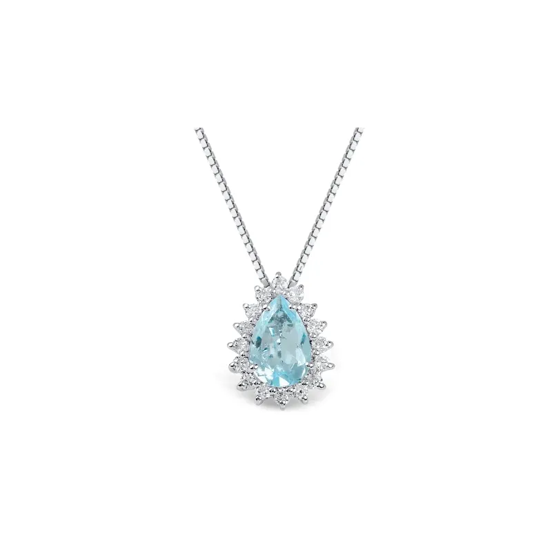 Collana oro bianco Acquamarina Diamanti Donna Demetra