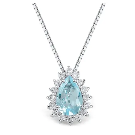 Collana oro bianco Acquamarina Diamanti Donna Demetra