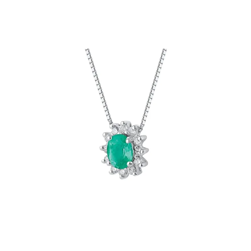 Collana oro bianco Smeraldo Diamanti Donna Demetra Collana oro bianco Smeraldo Diamanti Donna Demetra