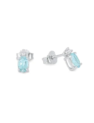 Orecchini oro bianco Acquemarine Diamanti Donna Demetra