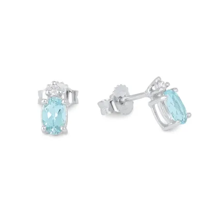Orecchini oro bianco Acquemarine Diamanti Donna Demetra