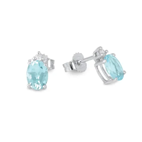 Orecchini oro bianco Acquemarine Diamanti Donna Demetra