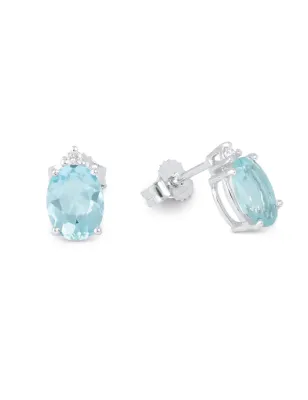 Orecchini oro bianco Acquemarine Diamanti Donna Demetra
