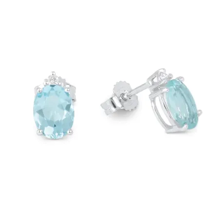 Orecchini oro bianco Acquemarine Diamanti Donna Demetra
