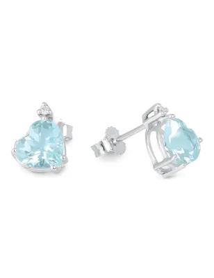 Orecchini oro bianco Acquemarine a Cuore Diamanti Donna Demetra