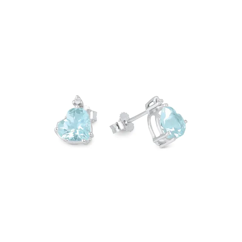Orecchini oro bianco Acquemarine a Cuore Diamanti Donna Demetra Orecchini oro bianco Acquemarine a Cuore Diamanti Donna Demetra