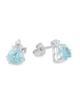 Orecchini a Cuore in oro bianco Acquamarina Diamante Donna Demetra 028.C.160.004.W.A3 Demetra