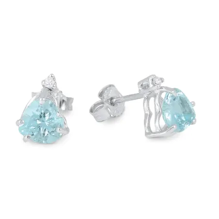 Orecchini a Cuore in oro bianco Acquamarina Diamante Donna Demetra 028.C.160.004.W.A3 Demetra