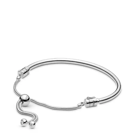 SILVER BANGLE WITH CLEAR CUBIC ZIRCONIA AND SLIDIN 597953CZ-3 Pandora