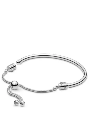 SILVER BANGLE WITH CLEAR CUBIC ZIRCONIA AND SLIDIN
