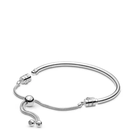 SILVER BANGLE WITH CLEAR CUBIC ZIRCONIA AND SLIDIN