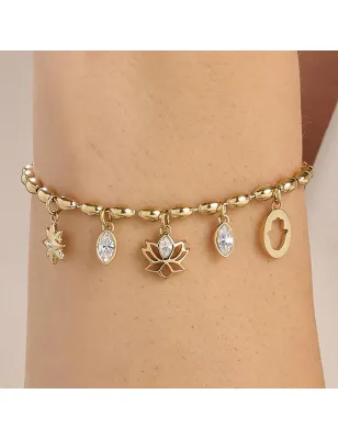 Bracciale dorato Chakra Mistici Fiore di Loto Donna Brosway