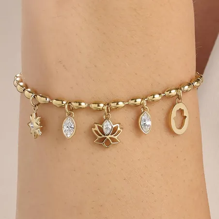 Bracciale dorato Chakra Mistici Fiore di Loto Donna Brosway
