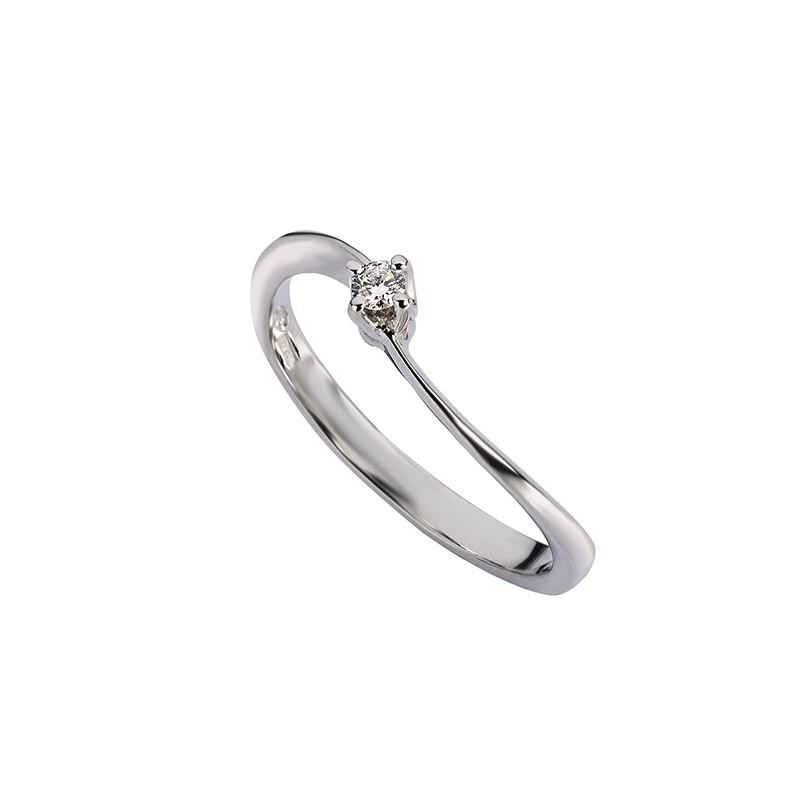 Anello Solitario in Platino Diamante 0.05 Ct Donna Polello Anello Solitario in Platino Diamante 0.05 Ct Donna Polello