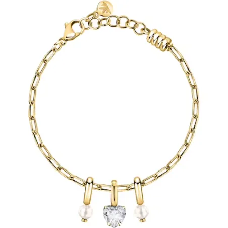 Bracciale dorato Drops perle e cuore pendenti Donna Morellato SCZ1398 Morellato