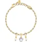 Bracciale dorato Drops perle e cuore pendenti Donna Morellato