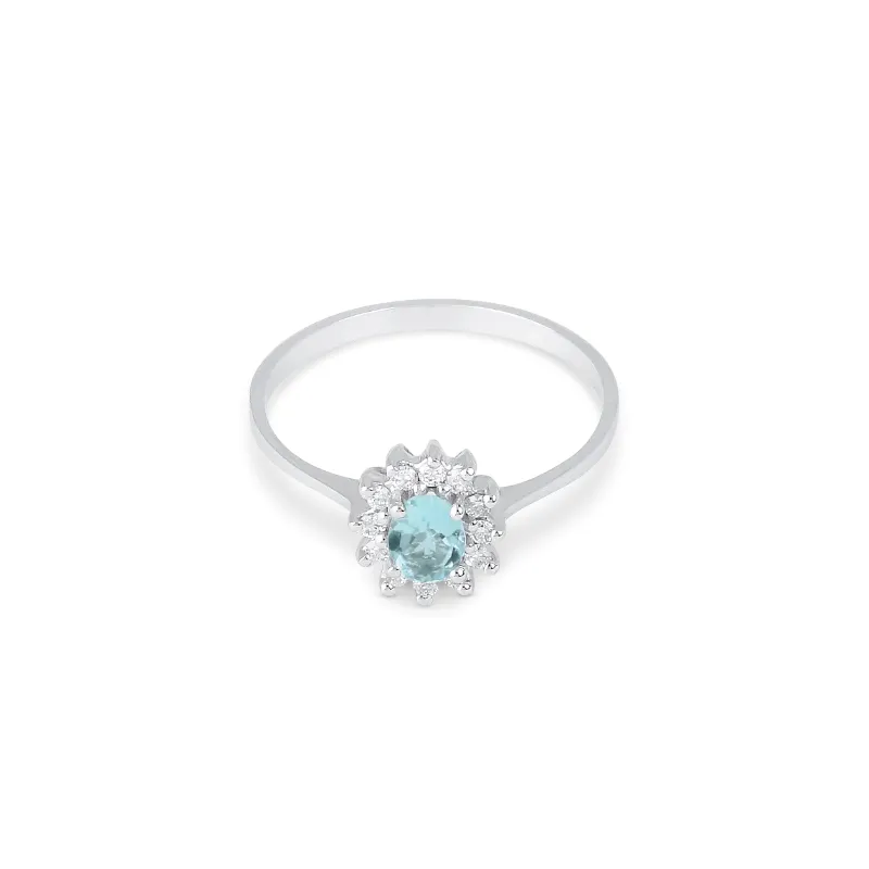 Anello Oro bianco Acquamarina Diamanti Donna Demetra Anello Oro bianco Acquamarina Diamanti Donna Demetra