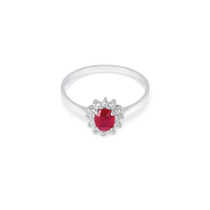 Anello Oro bianco Rubino Diamanti Donna Demetra Anello Oro bianco Rubino Diamanti Donna Demetra