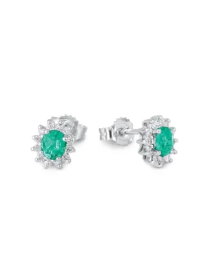 Orecchini oro bianco Smeraldi e Diamanti Donna Demetra