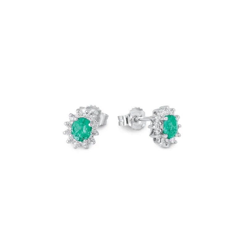 Orecchini oro bianco Smeraldi e Diamanti Donna Demetra Orecchini oro bianco Smeraldi e Diamanti Donna Demetra