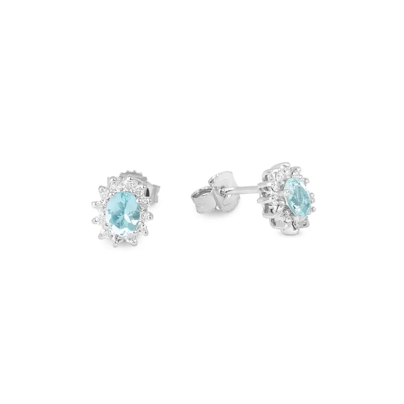 Orecchini oro bianco Acquemarine Diamanti Donna Demetra