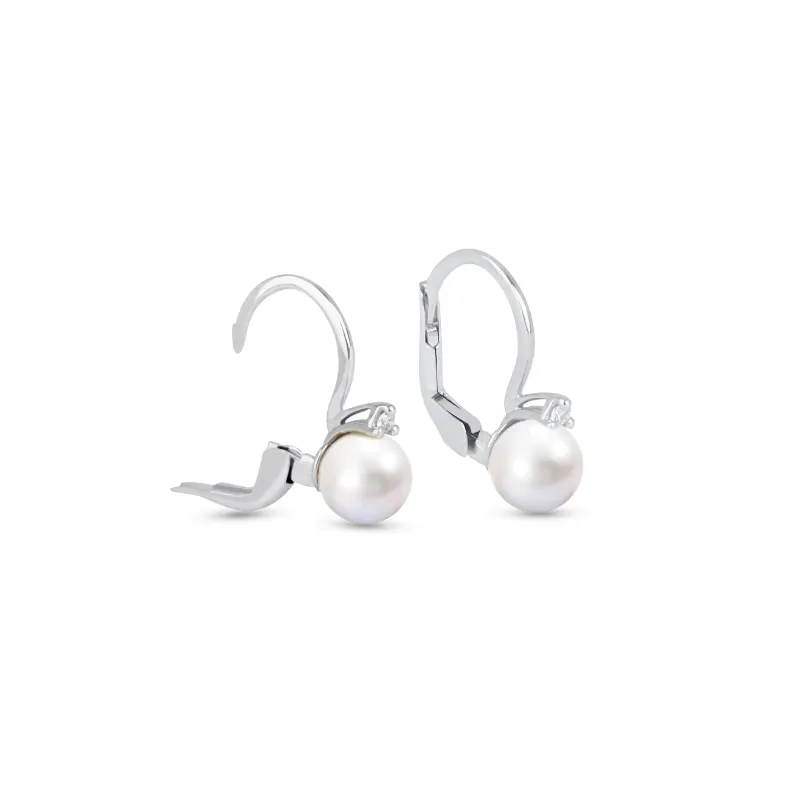 Orecchini Perle Akoya Japan Oro bianco Diamanti Donna Demetra Orecchini Perle Akoya Japan Oro bianco Diamanti Donna Demetra