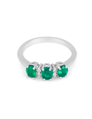 Anello Trilogy Smeraldi Diamanti Oro bianco Donna Demetra