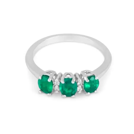 Anello Trilogy Smeraldi Diamanti Oro bianco Donna Demetra