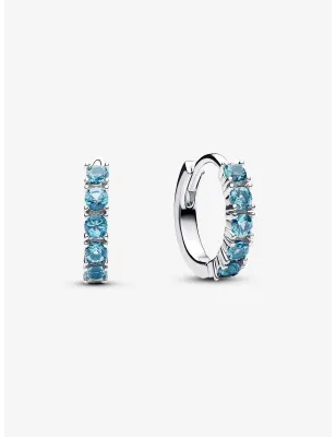 Orecchini cerchi piccoli cristalli azzurri Donna Pandora 293849C01 Pandora