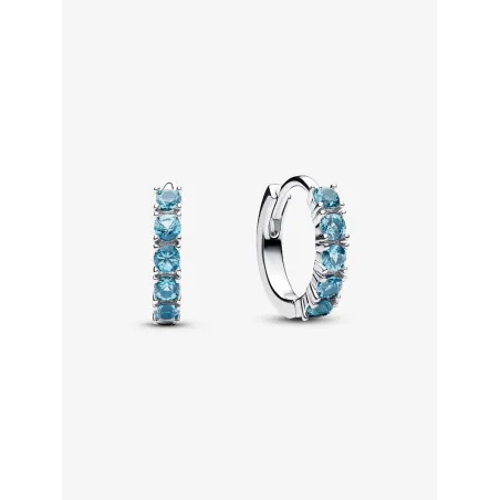 Orecchini cerchi piccoli cristalli azzurri Donna Pandora 293849C01 Pandora