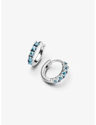 Orecchini cerchi piccoli cristalli azzurri Donna Pandora