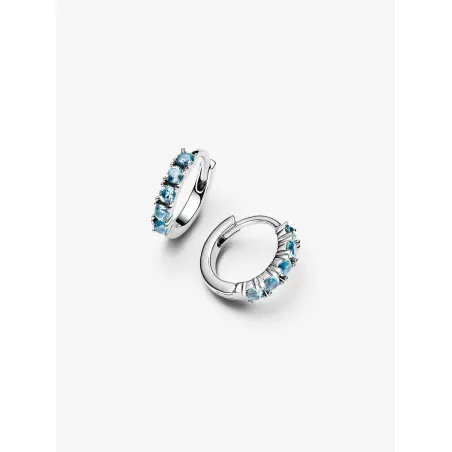 Orecchini cerchi piccoli cristalli azzurri Donna Pandora