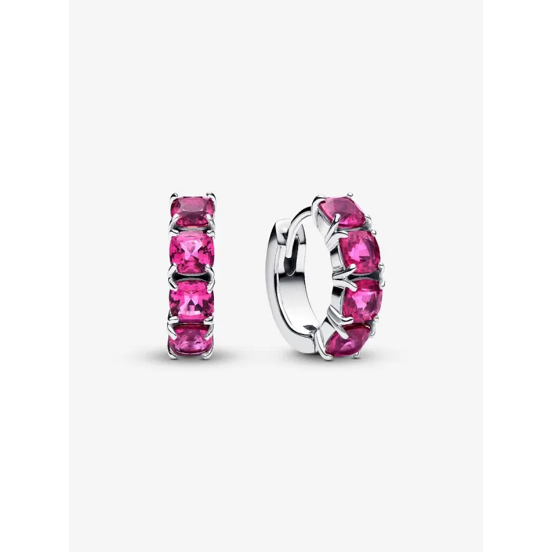Orecchini cerchi cristalli rosa scuro Donna Pandora