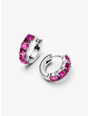 Orecchini cerchi cristalli rosa scuro Donna Pandora