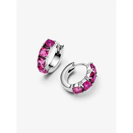 Orecchini cerchi cristalli rosa scuro Donna Pandora