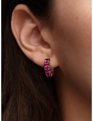 Orecchini cerchi cristalli rosa scuro Donna Pandora 293851C02 Pandora