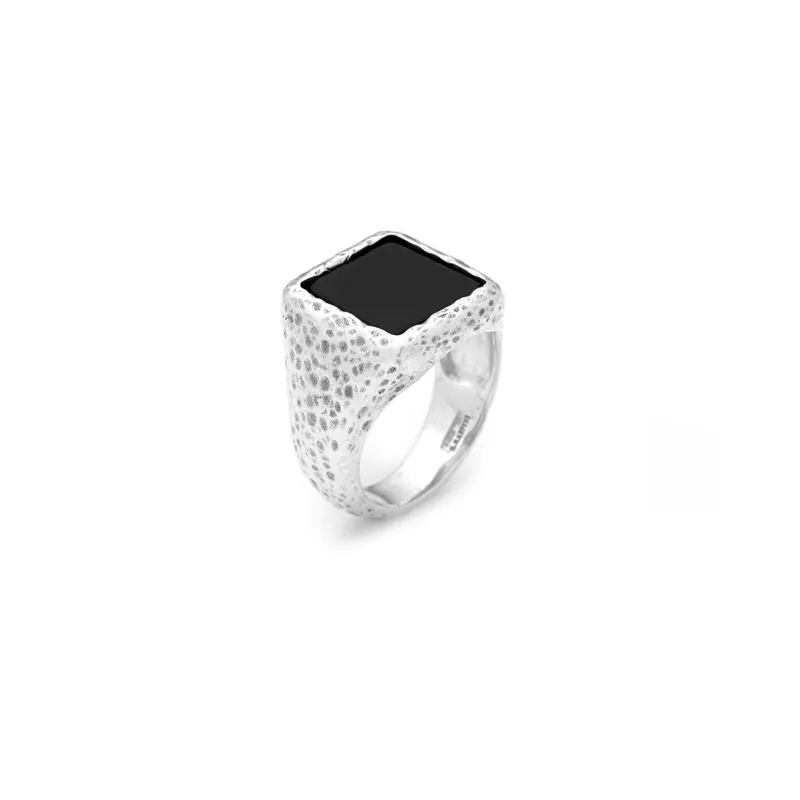 Anello Martellato Quadrato Onice Grande M24 Uomo Giovanni Raspini Anello Martellato Quadrato Onice Grande M24 Uomo Giovanni Raspini