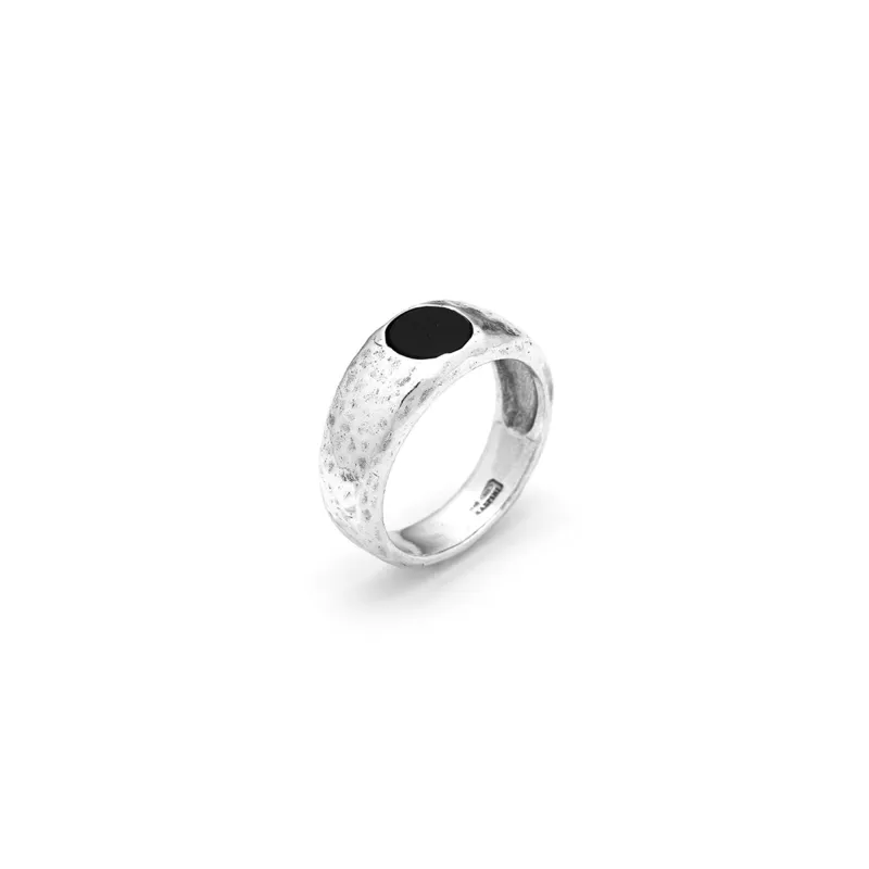 Anello Martellato Onice M22 Uomo Giovanni Raspini