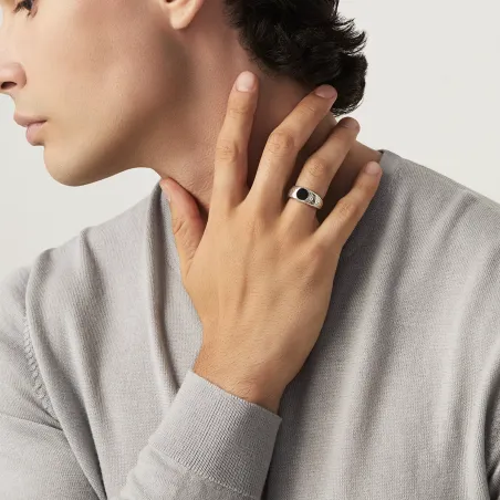 Anello Martellato Onice M22 Uomo Giovanni Raspini