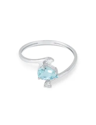 Anello Acquamarina Diamanti Oro bianco Donna Demetra