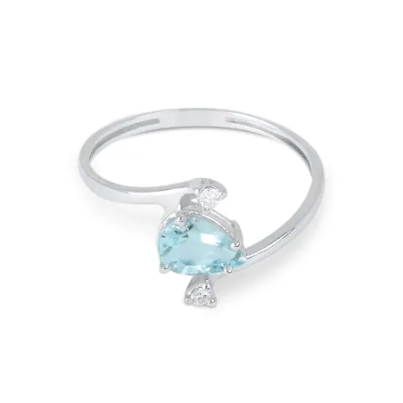 Anello Acquamarina Diamanti Oro bianco Donna Demetra