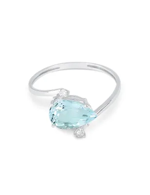 Anello Acquamarina Diamanti Oro bianco Donna Demetra