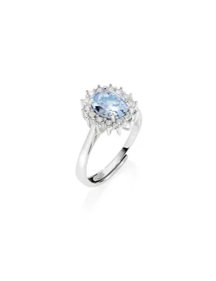 Anello regolabile Royal Lady zircone acquamarina Donna Amen ANLDGBBAC3 Amen