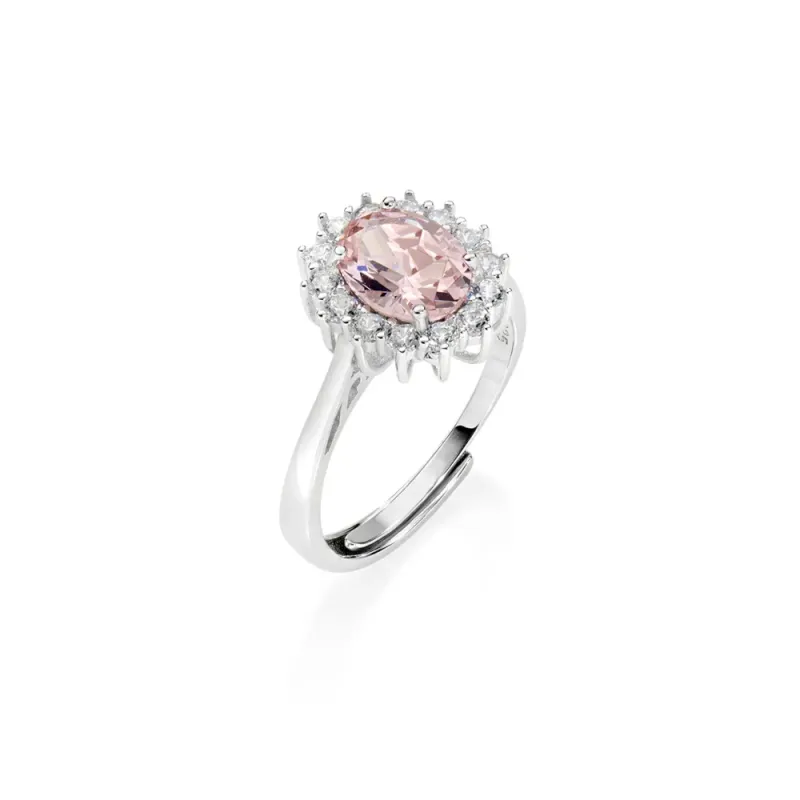 Anello regolabile Royal Lady con morganite Donna Amen Anello regolabile Royal Lady con morganite Donna Amen
