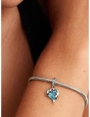 Charm Pendente Delfini e Cuore Vetro di Murano Donna Pandora 793924C01 Pandora