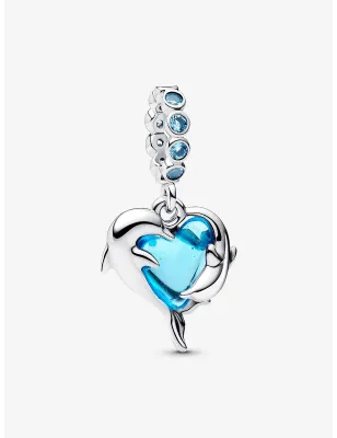 Charm Pendente Delfini e Cuore Vetro di Murano Donna Pandora