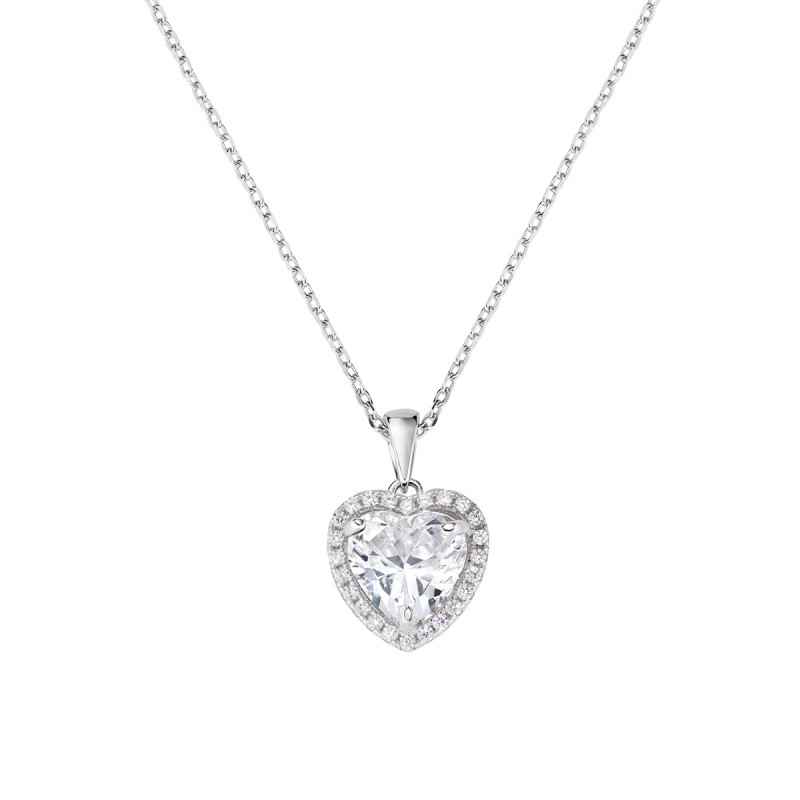 COLLANA BIG DIAMONDS CUORE BIANCO DONNA AMEN 